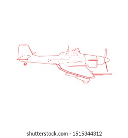 Airplane blueprint. Outline aircraft on isolated background. Vector illustration. Aviation drawing blueprint, plane sketch graphic