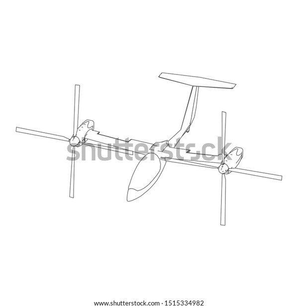 Airplane blueprint. Outline aircraft on isolated\
background. Vector illustration. Aviation drawing blueprint, plane\
sketch graphic