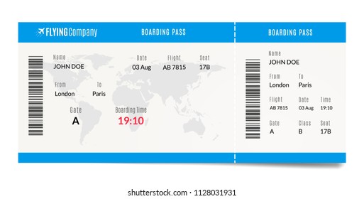 Boarding Pass Ticket Template Airplane Ticket Stock Vector (Royalty ...