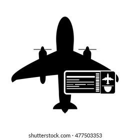 airplane and boarding pass icon