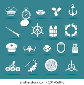 Airplane and boat elements - vector illustration