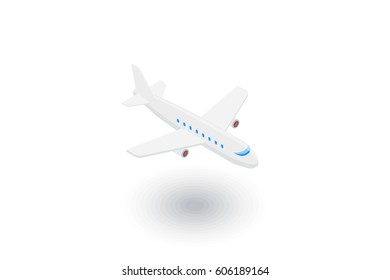 airplane, boeing plane, travel isometric flat icon. 3d vector colorful illustration. Pictogram isolated on white background