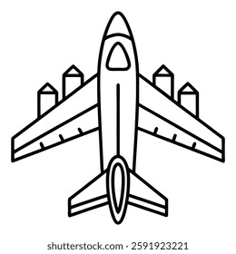 Airplane bold line art vector illustration, Transport Vector  