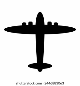 Flugzeug, Bomber, schwarze Silhouette, Vektorgrafik-Symbol, Symbol