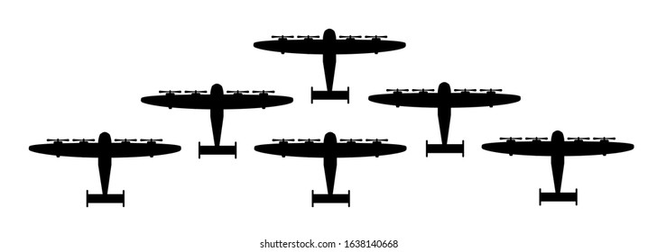 Airplane bomber dotted line route. Line route flight interceptor link.