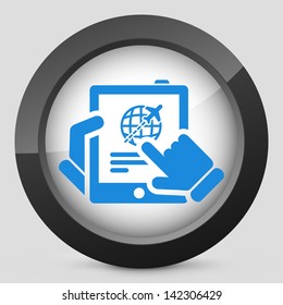 Airplane booking vector icon on tablet