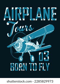 Airplane Born to Fly Design T-shirt