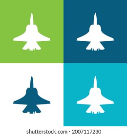 Airplane Bottom Shape Flat four color minimal icon set