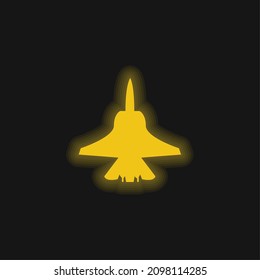 Airplane Bottom Shape yellow glowing neon icon