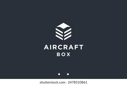 airplane box logo design vector silhouette illustration