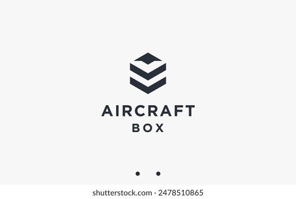 airplane box logo design vector silhouette illustration