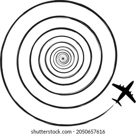 Airplane brush line flight vector