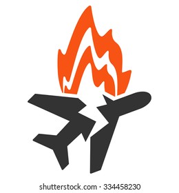 Airplane Burn vector icon. Style is flat symbol, rounded angles, white background.
