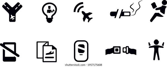 Airplane Cabin Icons Vector Design