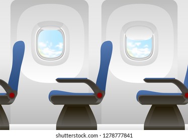 Airplane Cabin Passenger Seats Portholes Vector Stock Vector (Royalty ...