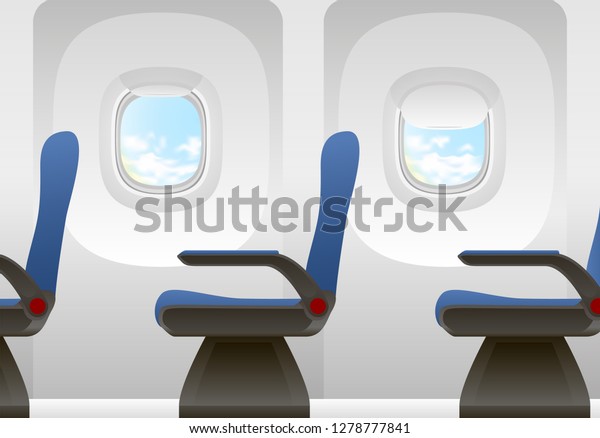 Airplane Cabin Passenger Seats Portholes Vector Stock Vector (Royalty ...