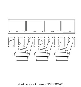 Airplane cabin seats air transportation line