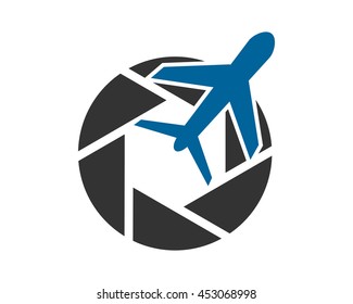 airplane camera lens airplane airways airline airport flight image vector icon