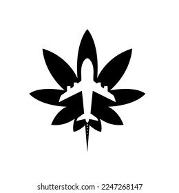 Flugzeug mit Cannabisblatt-Logo. sehr nett, um als Ihr Firmenlogo verwendet zu werden