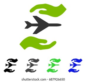 Airplane Care flat vector pictogram. Colored airplane care gray, black, blue, green icon versions. Flat icon style for graphic design.
