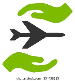 Airplane Care vector icon. Style is flat symbol, rounded angles, white background.