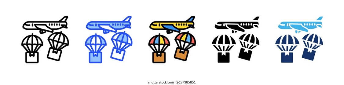 Colección de icono de carga de avión con múltiples estilos