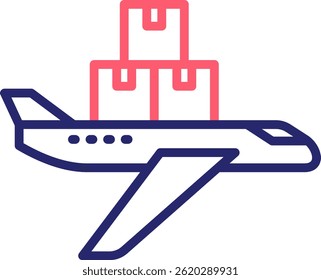 Airplane Cargo Icon Color Vector Illustration