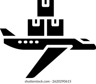 Airplane Cargo Icon Glyph Vector Illustration