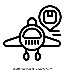 Airplane cargo loading icon outline vector. Linear service. Receptacle storage