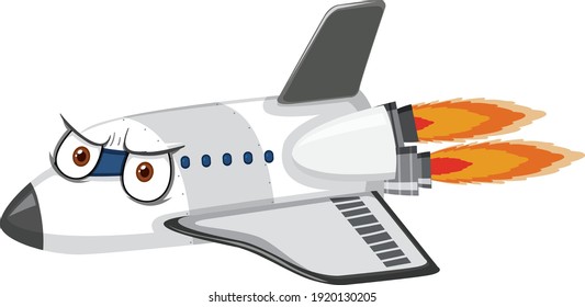 Airplane cartoon character with face expression on white background illustration