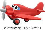 Airplane cartoon character mascot. An illustration of a cute red small or toy aeroplane