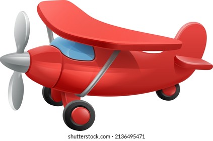 Airplane cartoon. An illustration of a cute red small or toy aeroplane