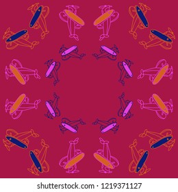 Airplane cartoon  pattern . Hand drawn.
