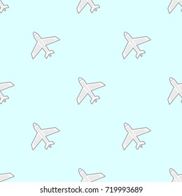 airplane cartoon seamless pattern in light background