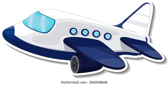 Airplane cartoon sticker on white background illustration