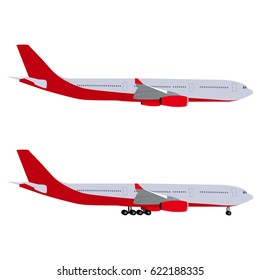 Airplane with chassis and airliner without chassis