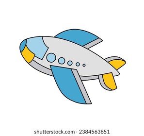 Plantilla de doodle vectorial para niños de avión para libros