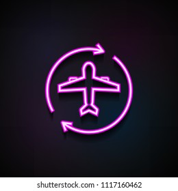 Airplane circle arrow icon. Element of logistics icons for mobile concept and web apps. Neon Airplane circle arrow icon can be used for web and mobile apps