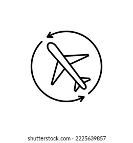 Airplane circle arrow icon. Element of logistics for mobile concept and web apps icon. Glyph, flat icon for website design and development, app development