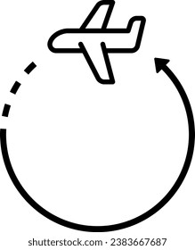 Airplane and Circular Arrow Isolated Vector Illustration
