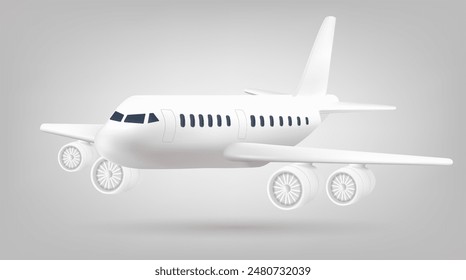 Clipart de avión 3d Vector Gradient Mesh .ilustración para niños. Ilustración vectorial de despegue de avión aislado en blanco