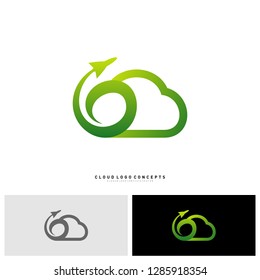 Airplane Cloud Logo Design Concept Vector. Transportation Cloud Logo Template Vector