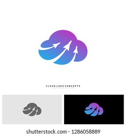 Airplane Cloud Logo Design Concept Vector. Transportation Cloud Logo Template Vector