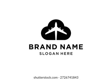 Design-Vorlage für Flugzeugwolken-Logos. Inspiration für das Logo der Reiseagentur. Logos von Fluggesellschaften und Logistikunternehmen.