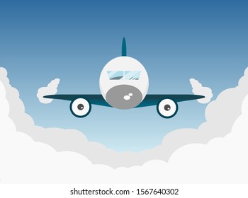 Airplane with cloud on the sky
