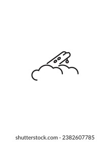 airplane with clouds icon, vector best line icon.