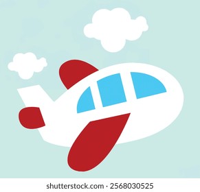 airplane clouds light blue color background