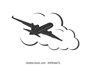 Airplane in the clouds. Vector illustration