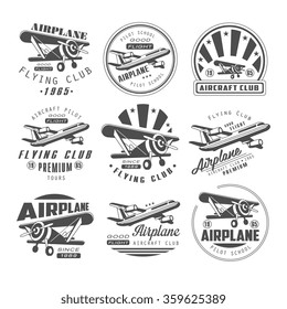 Emblema de ilustração vetorial do Airplane Club, conjunto de emblemas