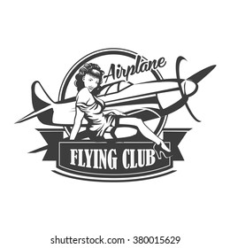 Airplane Club Vector Illustration Emblem, vector illustration